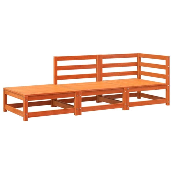 The Living Store 2-personers havesofa m. fodskammel massivt fyrretræ gyldenbrun - Enheder til udendørs modulsofa