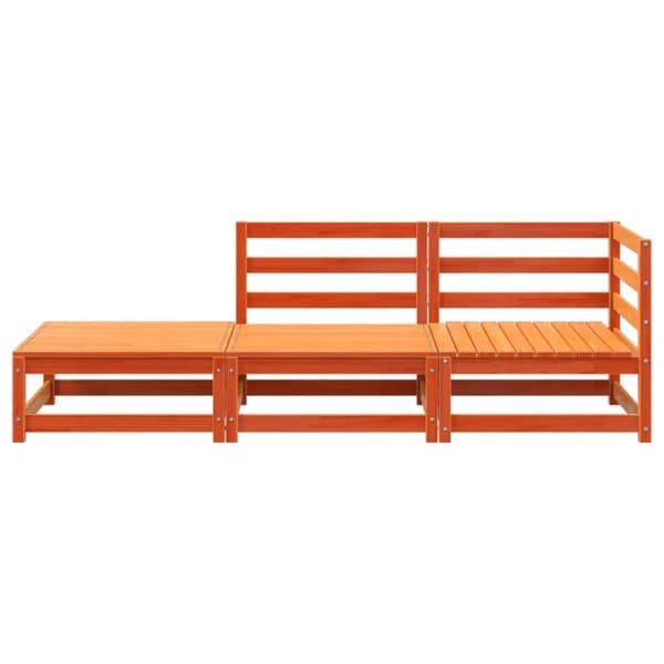 The Living Store 2-personers havesofa m. fodskammel massivt fyrretræ gyldenbrun - Enheder til udendørs modulsofa