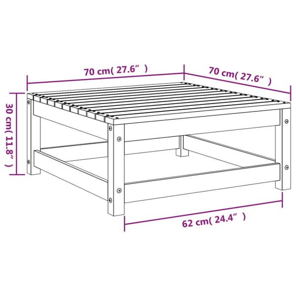 The Living Store Trädgårdspall vit 70x70x30 cm massiv furu -  Moduler till utomhussoffa