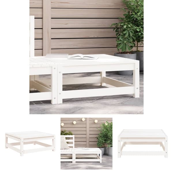 The Living Store Trädgårdspall vit 70x70x30 cm massiv furu - Moduler till utomhussoffa