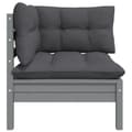 Miniatyrbild 5 av 11: Moduler till utomhussoffa - Living Loungegrupp med grå dynor 3 delar massiv furu