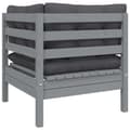 Miniatyrbild 6 av 11: Moduler till utomhussoffa - Living Loungegrupp med grå dynor 3 delar massiv furu