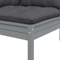Miniatyrbild 7 av 11: Moduler till utomhussoffa - Living Loungegrupp med grå dynor 3 delar massiv furu