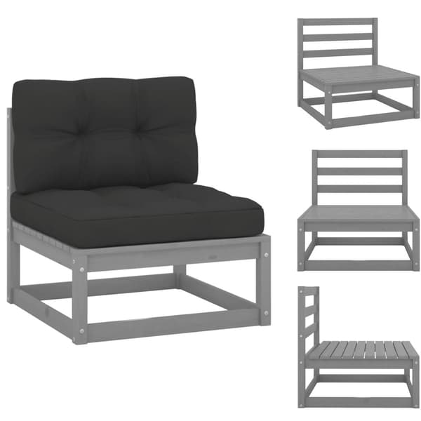 Enheder til udendørs modulsofa - Living midterdel til havesofa m. antracitgrå hynder massivt fyrretræ