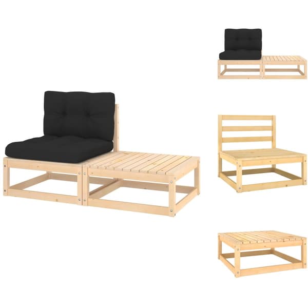 Enheder til udendørs modulsofa - Living loungesæt til haven 2 stk. med hynder massivt fyrretræ