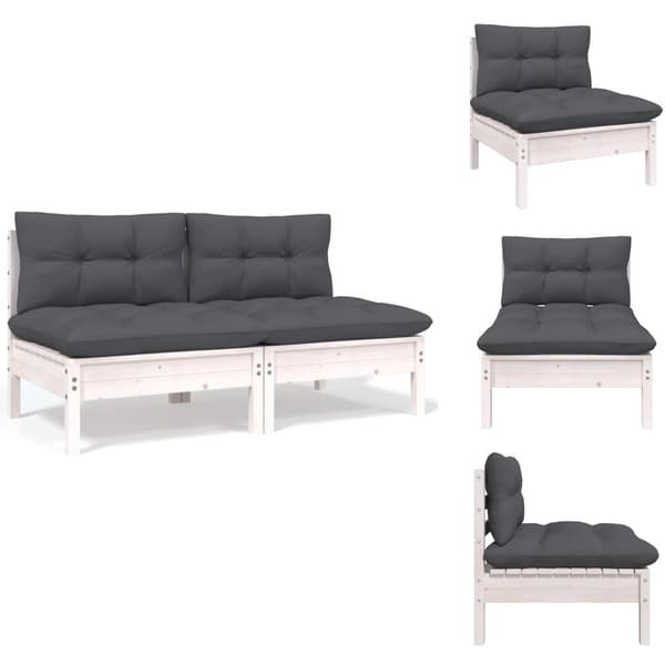 Enheder til udendørs modulsofa - Living 2-personers havesofa med hynder massivt fyrretræ hvid
