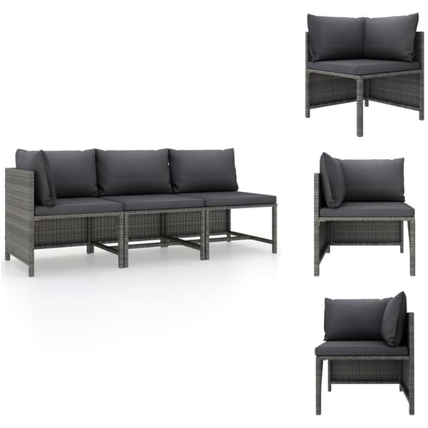 Enheder til udendørs modulsofa - Living loungesæt til haven 3 dele med hynder polyrattan grå