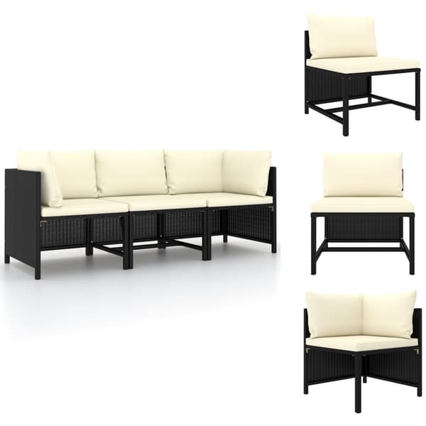 Enheder til udendørs modulsofa - Living 3-personers havesofa med hynder polyrattan sort