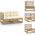Miniatyrbillede 1 af 10: Enheder til udendørs modulsofa - Living loungesæt til haven 2 dele + hynder massivt fyrretræ gyldenbrun