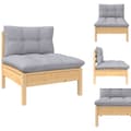 Miniatyrbillede 1 af 9: Enheder til udendørs modulsofa - Living midterdel til havesofa med grå hynder massivt fyrretræ