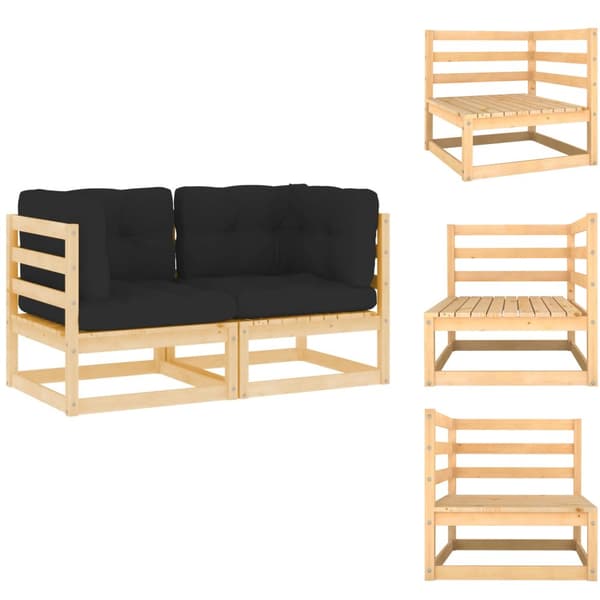Moduler till utomhussoffa - Living Hörnsektion till pallsoffa 2 st med dynor massiv furu
