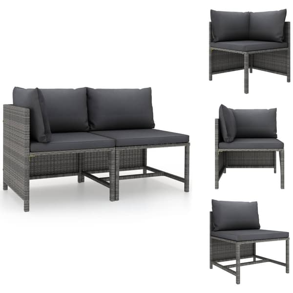 Enheder til udendørs modulsofa - Living sofasæt 2 dele med hynder polyrattan grå