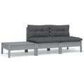 Miniatyrbillede 2 af 11: Enheder til udendørs modulsofa - Living loungesæt til haven 3 dele med hynder massivt fyrretræ grå