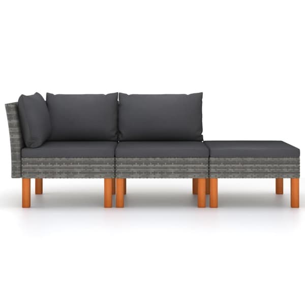 Enheder til udendørs modulsofa - Living loungesæt til haven 3 dele polyrattan og massivt eukalyptustræ