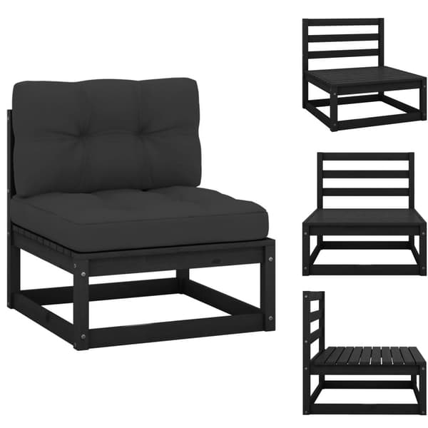 Enheder til udendørs modulsofa - Living midterdel til havesofa m. antracitgrå hynder massivt fyrretræ