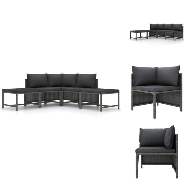 Enheder til udendørs modulsofa - Living sofasæt 5 dele med hynder polyrattan grå