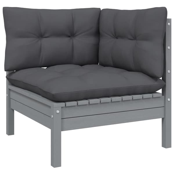 Enheder til udendørs modulsofa - Living 2-personers havesofa med hynder grå massivt fyrretræ