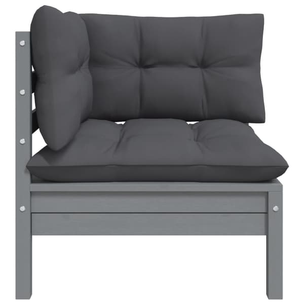 Enheder til udendørs modulsofa - Living 2-personers havesofa med hynder grå massivt fyrretræ
