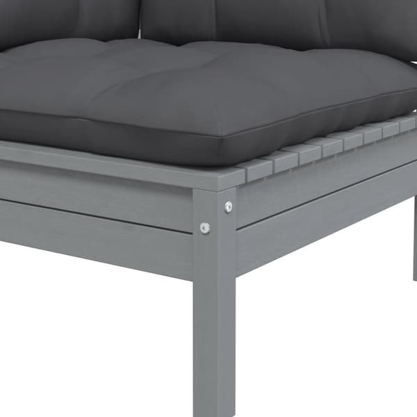 Enheder til udendørs modulsofa - Living 2-personers havesofa med hynder grå massivt fyrretræ