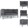 Miniatyrbillede 1 af 10: Enheder til udendørs modulsofa - Living 2-personers havesofa med hynder grå massivt fyrretræ