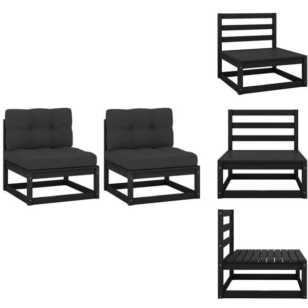 Moduler till utomhussoffa - Living Mittensoffor med antracit dynor 2 st massiv furu