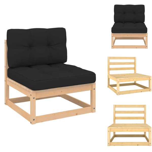 Enheder til udendørs modulsofa - Living midterdel til havesofa med hynder massivt fyrretræ