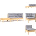 Miniatyrbillede 1 af 6: Enheder til udendørs modulsofa - Living loungesæt til haven 3 dele med grå hynder massivt fyrretræ