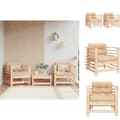 Miniatyrbillede 1 af 11: Enheder til udendørs modulsofa - Living havestole med hynder 2 stk. massivt fyrretræ