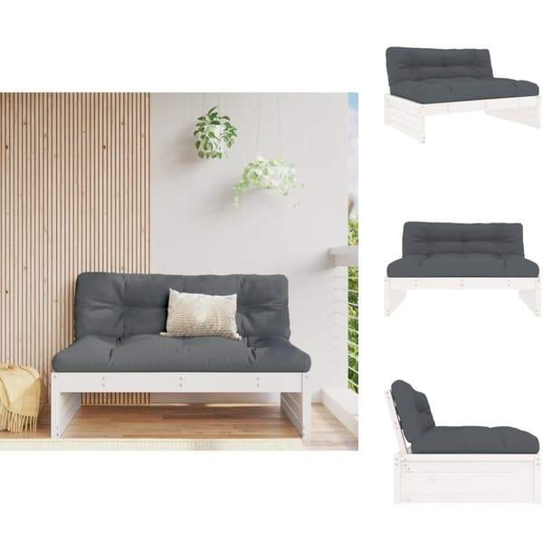 Moduler till utomhussoffa - Living Mittensoffa vit 120x80 cm massiv furu