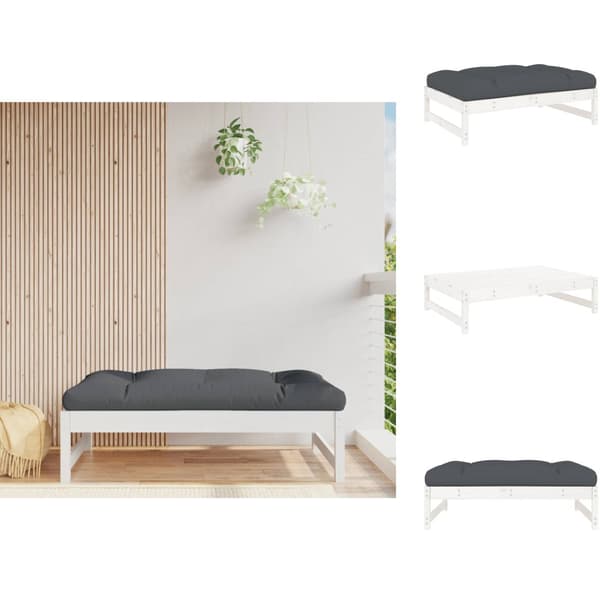 Moduler till utomhussoffa - Living Fotpall för trädgården vit 120x80 cm massiv furu