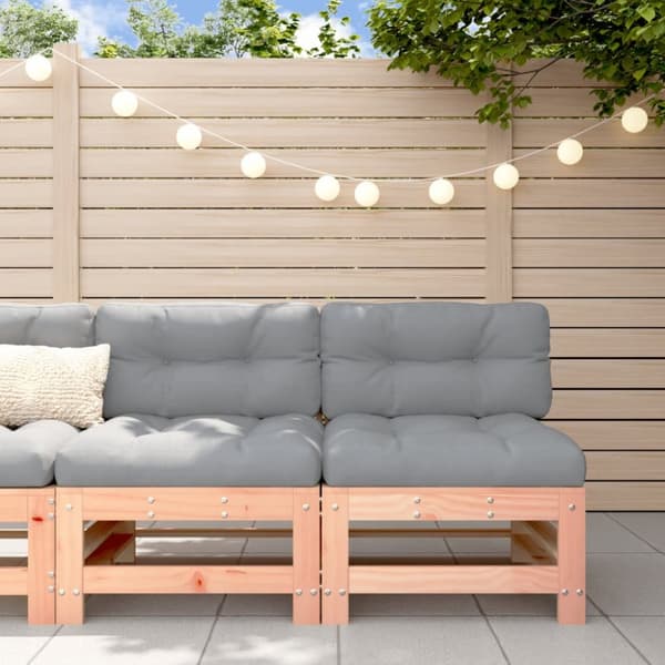Enheder til udendørs modulsofa - Living midtermoduler til havesofa 2 stk. med hynder massivt fyrretræ