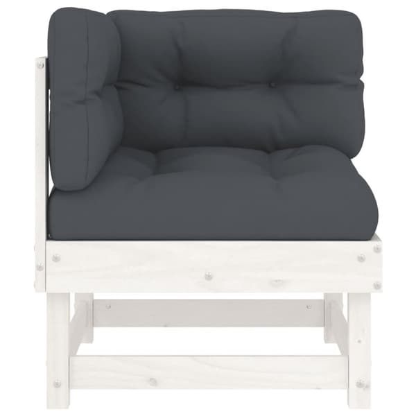 Enheder til udendørs modulsofa - Living hjørnemoduler til sofa 2 stk. med hynder massivt fyrretræ hvid