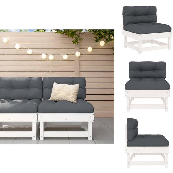Moduler till utomhussoffa - Living Mittensoffa med dynor vit massiv furu