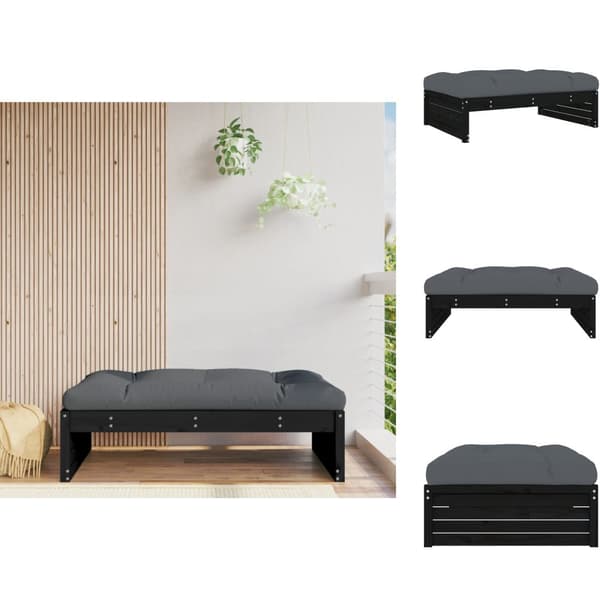 Moduler till utomhussoffa - Living Fotpall för trädgården svart 120x80 cm massiv furu