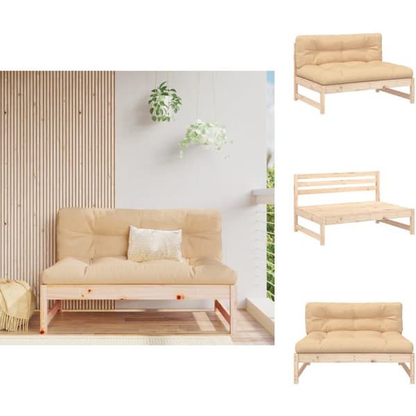 Enheder til udendørs modulsofa - Living midtermodul til sofa 120x80 cm massivt fyrretræ