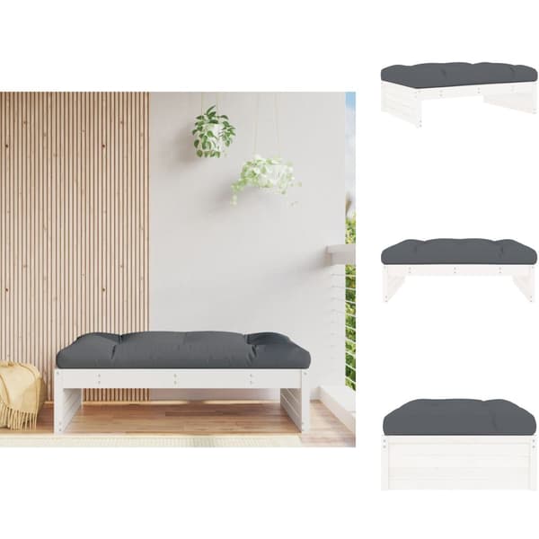 Enheder til udendørs modulsofa - Living udendørs fodskammel 120x80 cm massivt fyrretræ hvid