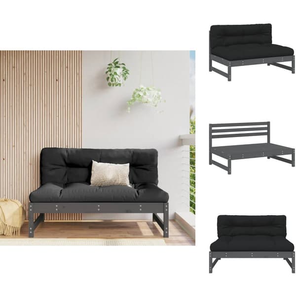 Moduler till utomhussoffa - Living Mittensoffa grå 120x80 cm massiv furu