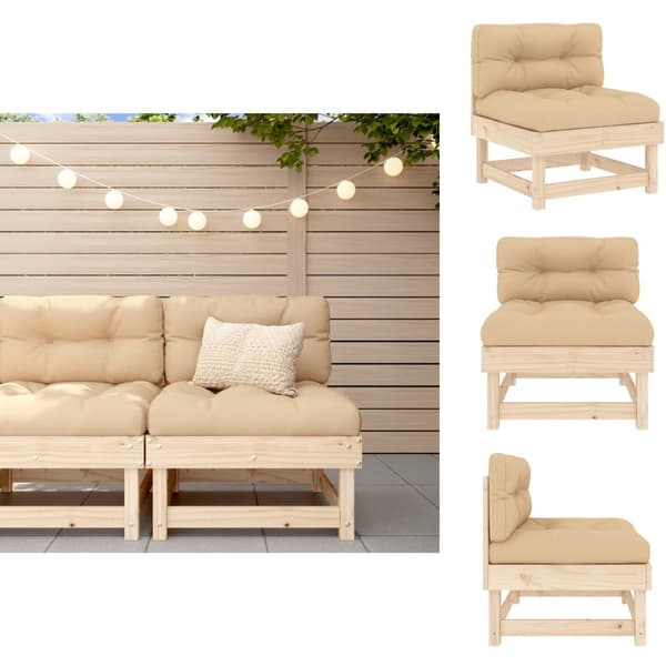 Moduler till utomhussoffa - Living Mittensoffa med dynor massiv furu