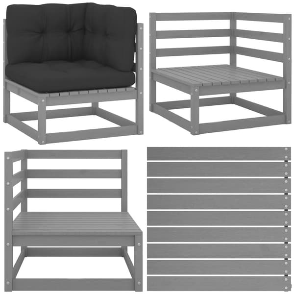 Hörnsoffa för trädgården med antracit dynor massiv furu - Hörnsoffa - Hörnsoffor - Home & Living
