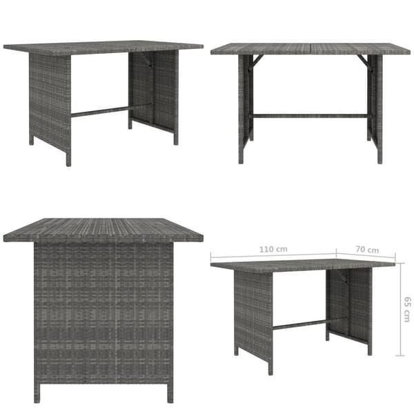 Havebord 110x70x65 cm polyrattan grå - Spisebord - Spiseborde - Home & Living