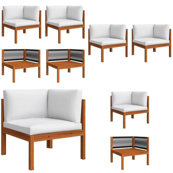 Hjørnedele til havesofa 2 stk. Med hynder massivt akacietræ - Hjørnesofa - Hjørnesofaer - Home & Living