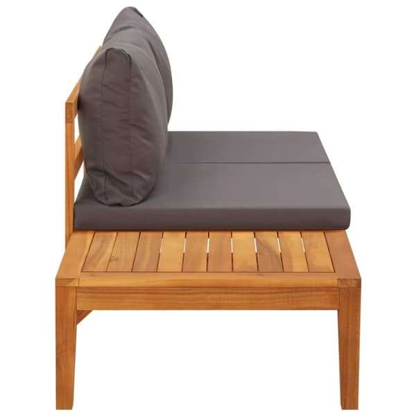 Trädgårdsbänk med bord mörkgrå kuddar massivt akaciaträ - Trädgårdsbänk - Trädgårdsbänkar - Home & Living