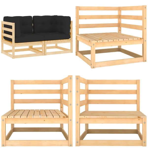 Hörnsektion till pallsoffa 2 st med dynor massiv furu - Hörnsoffa - Hörnsoffor - Home & Living