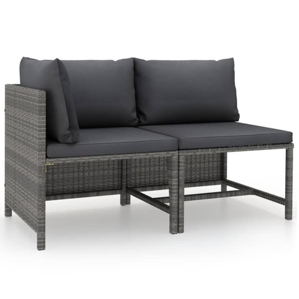 Sofasæt 2 dele med hynder polyrattan grå - Havesofasæt - Sofasæt - Home & Living