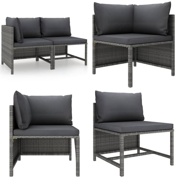 Sofasæt 2 dele med hynder polyrattan grå - Havesofasæt - Sofasæt - Home & Living