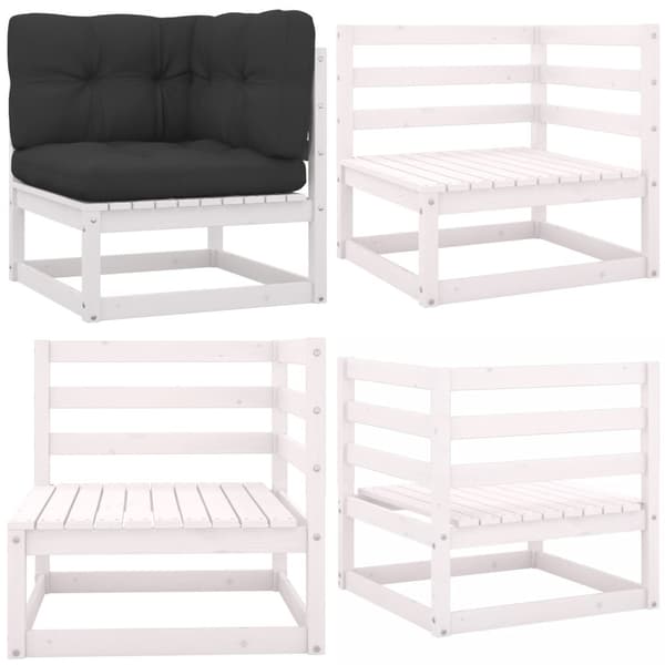 Hjørnemodul til havesofa grå hynder massivt fyrretræ - Hjørnesofa - Hjørnesofaer - Home & Living