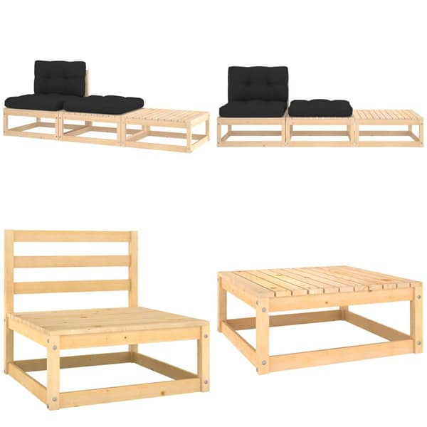 Loungegrupp med dynor 3 delar massiv furu - Loungegrupp - Loungegrupper - Home & Living