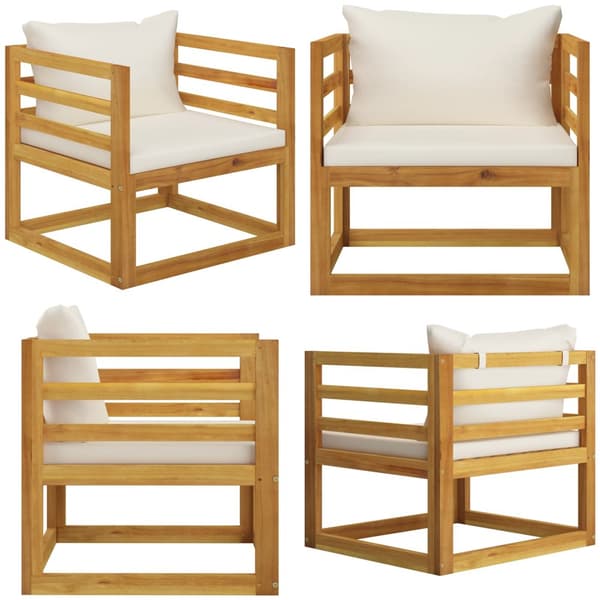 Havestol med cremefarvede hynder massivt akacietræ - Havestol - Havestole - Home & Living