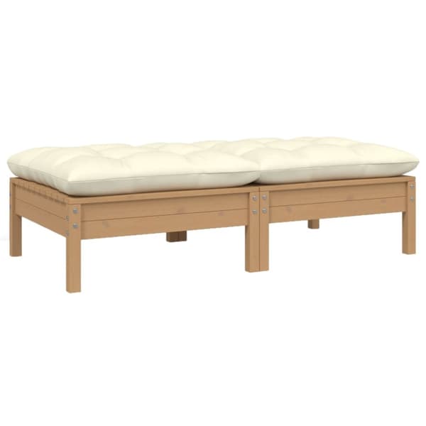 2-personers havesofa med cremefarvede hynder massivt fyrretræ - 2-personers Havesofa - 2-personers Havesofaer - Home & Living