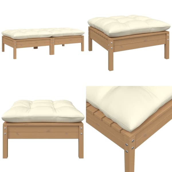 2-personers havesofa med cremefarvede hynder massivt fyrretræ - 2-personers Havesofa - 2-personers Havesofaer - Home & Living